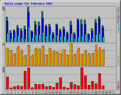 Daily usage for February 2007